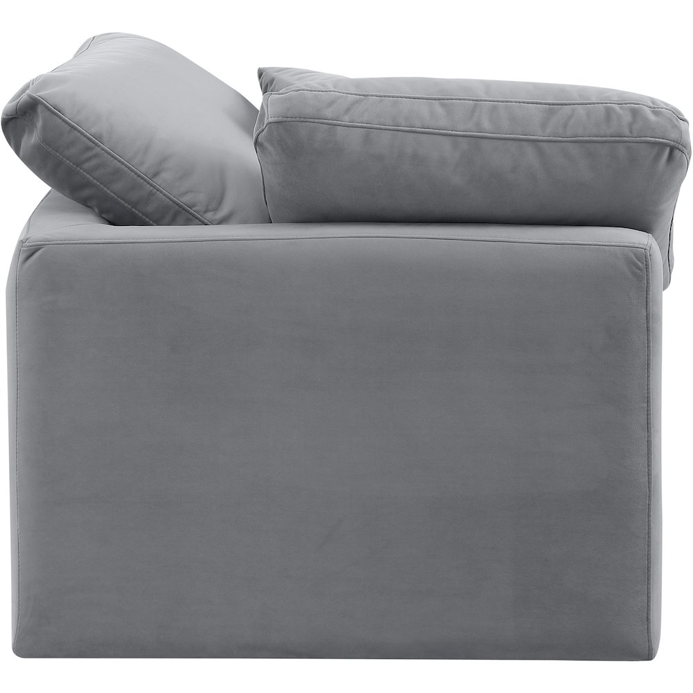 Indulge Grey Velvet Corner Chair. Picture 5