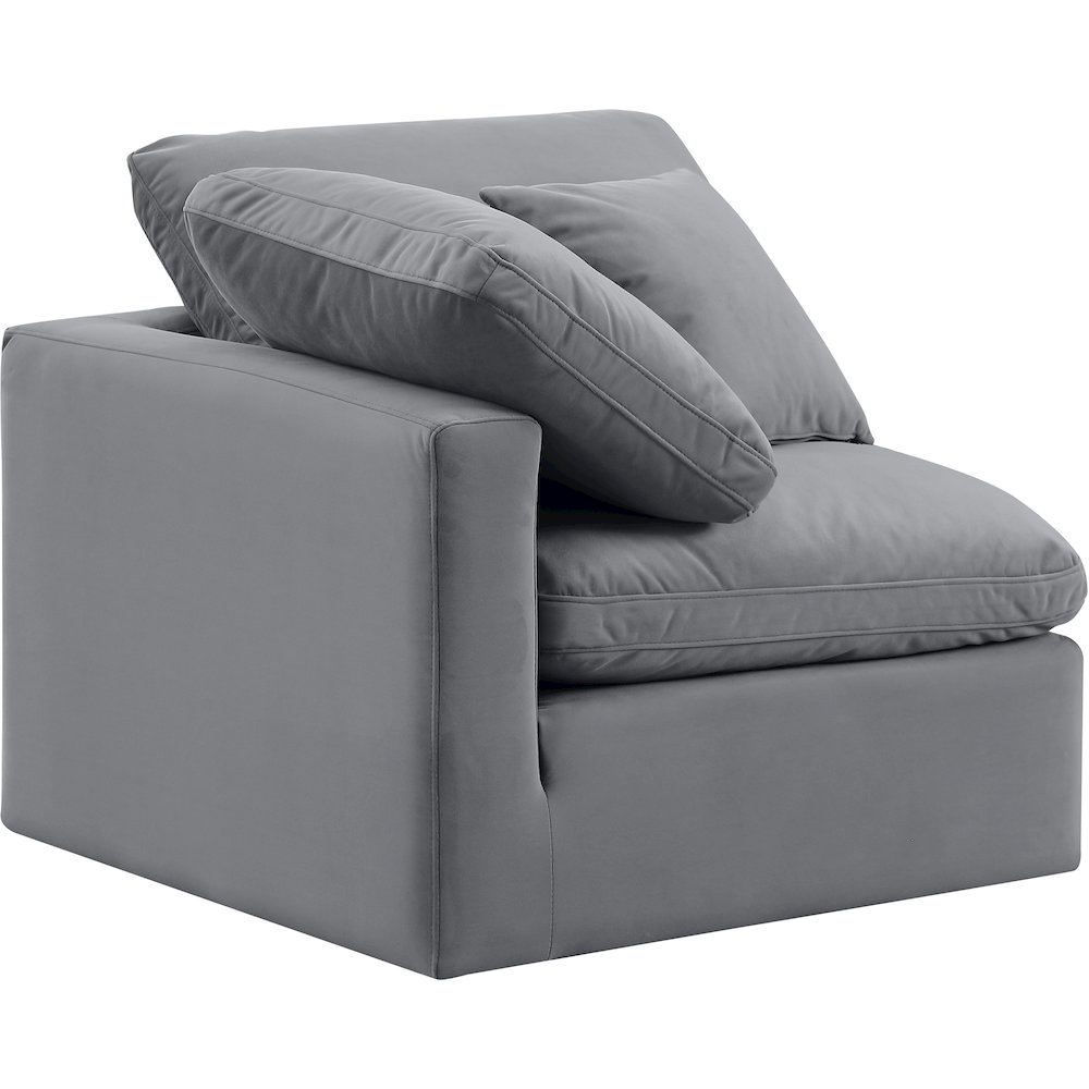 Indulge Grey Velvet Corner Chair. Picture 6