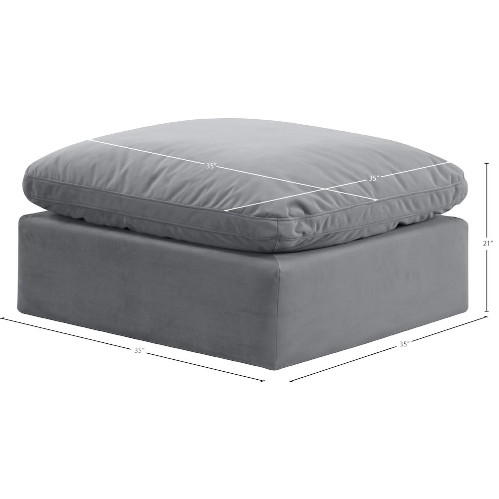 Indulge Grey Velvet Ottoman. Picture 5