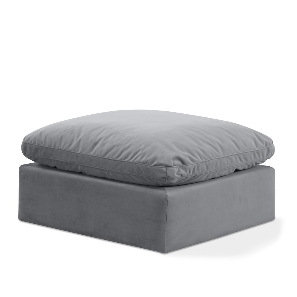 Indulge Grey Velvet Ottoman. Picture 1