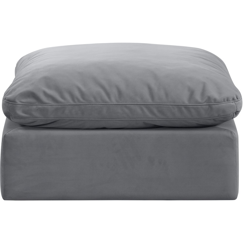Indulge Grey Velvet Ottoman. Picture 3