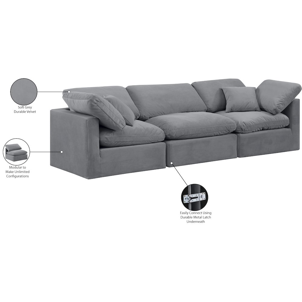 Indulge Grey Velvet Modular Sofa. Picture 9