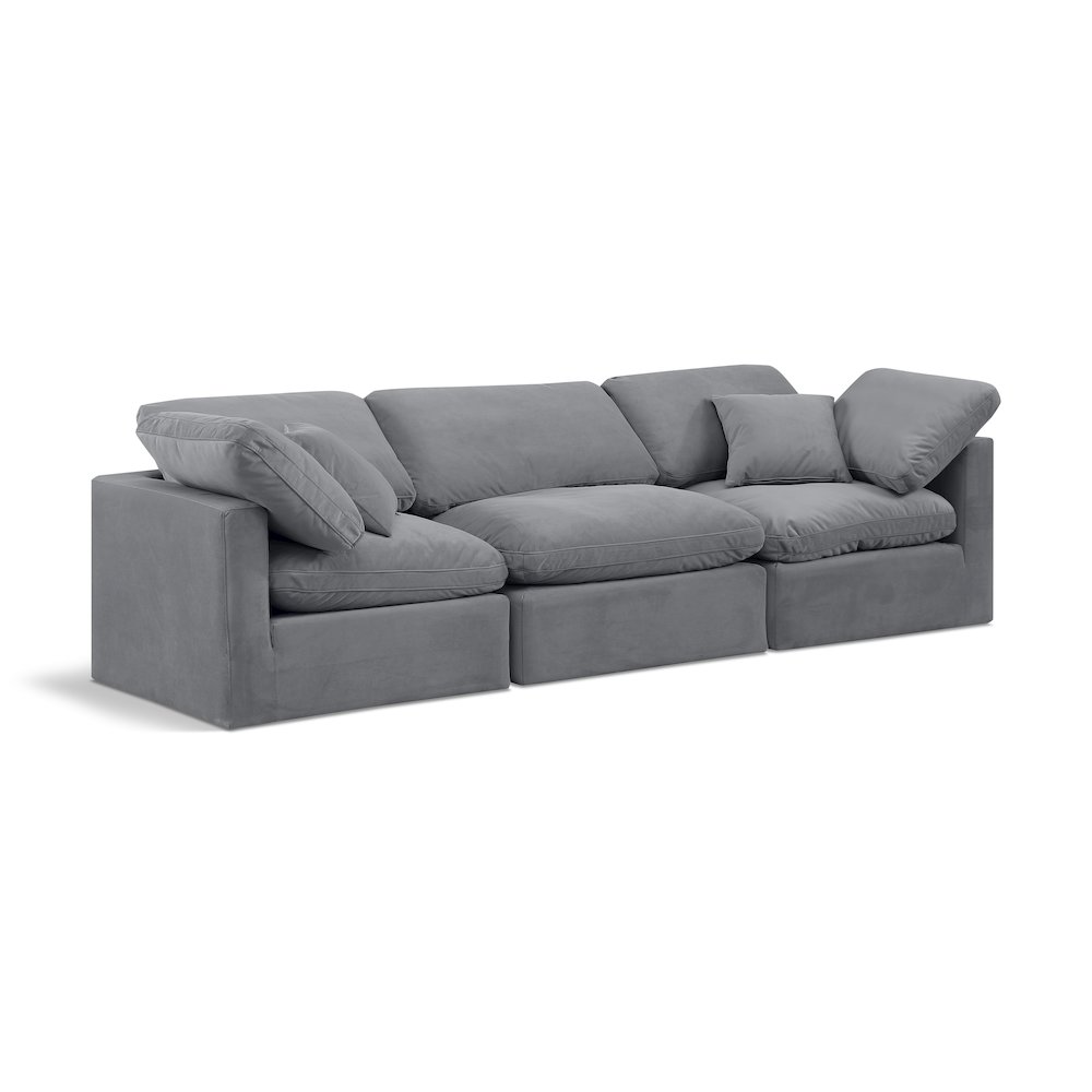 Indulge Grey Velvet Modular Sofa. Picture 1