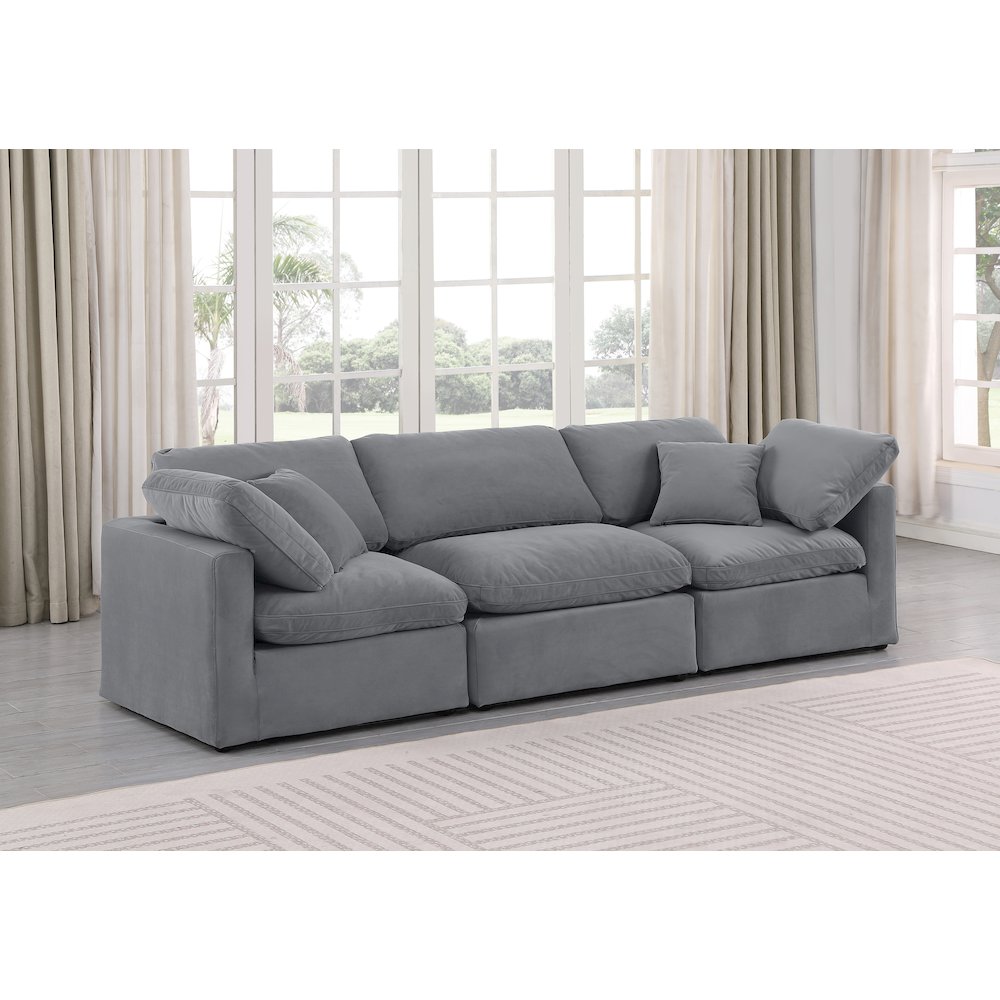 Indulge Grey Velvet Modular Sofa. Picture 2