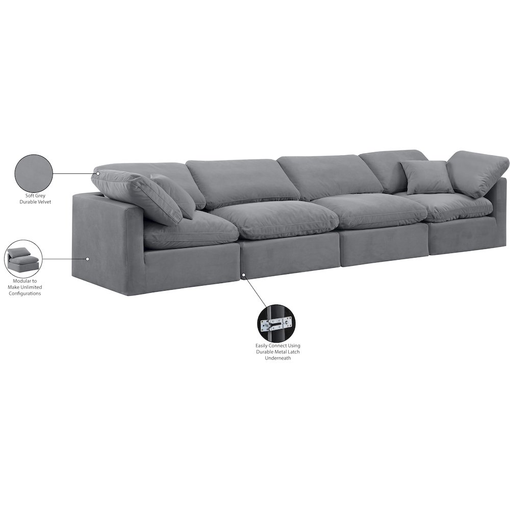 Indulge Grey Velvet Modular Sofa. Picture 9