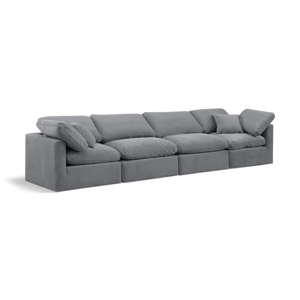 Indulge Grey Velvet Modular Sofa. Picture 1