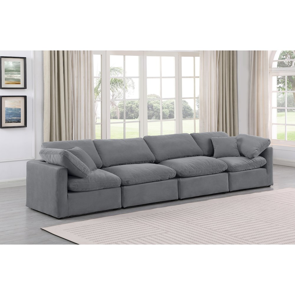 Indulge Grey Velvet Modular Sofa. Picture 2