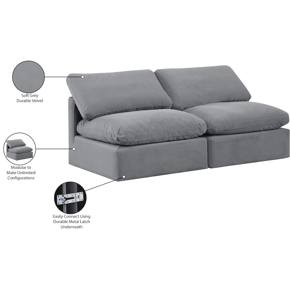 Indulge Grey Velvet Modular Sofa. Picture 8