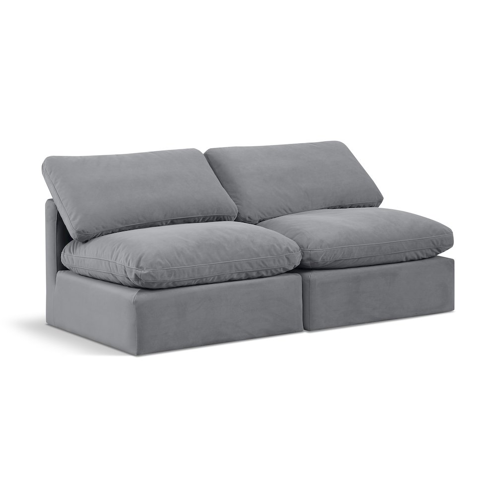Indulge Grey Velvet Modular Sofa. Picture 1