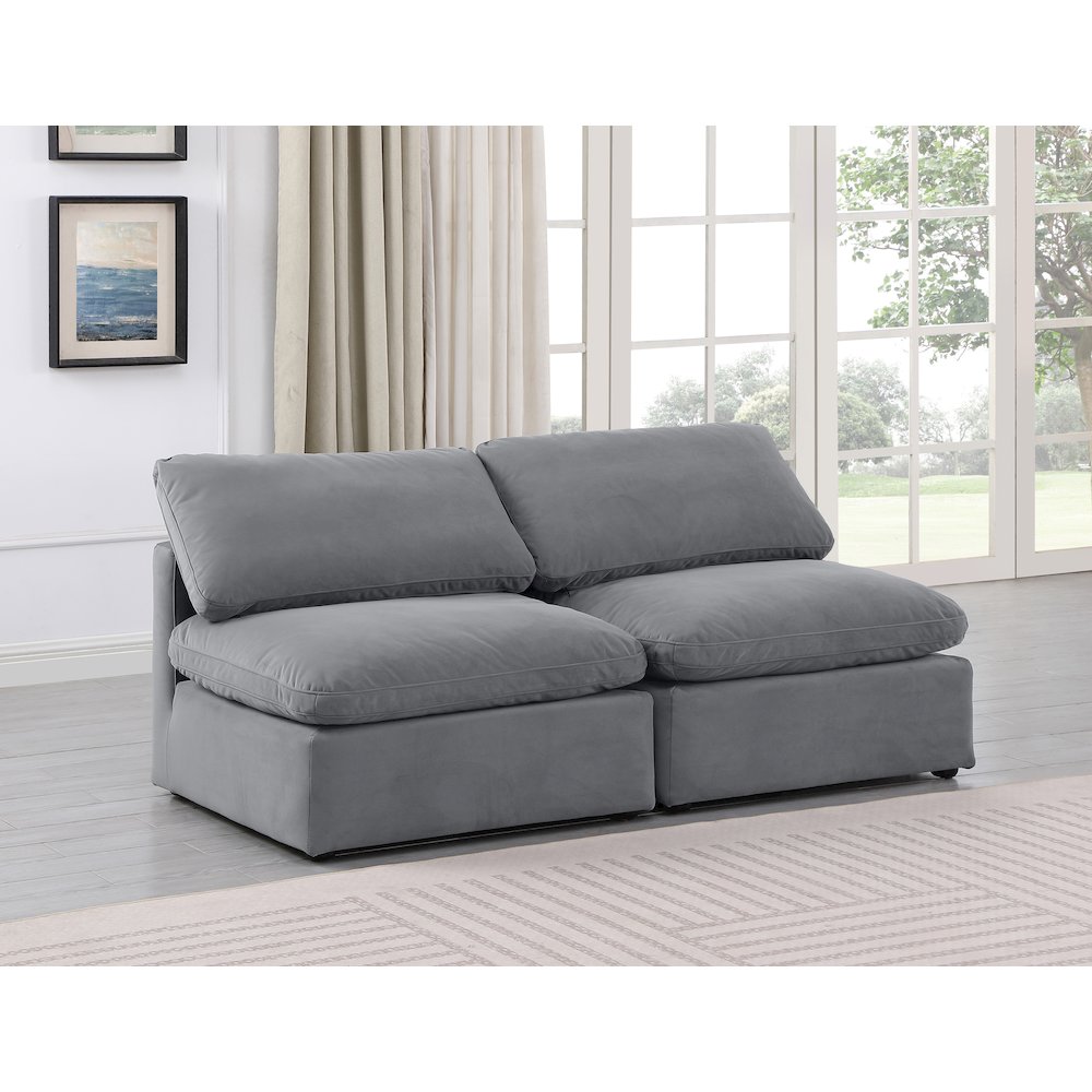 Indulge Grey Velvet Modular Sofa. Picture 2