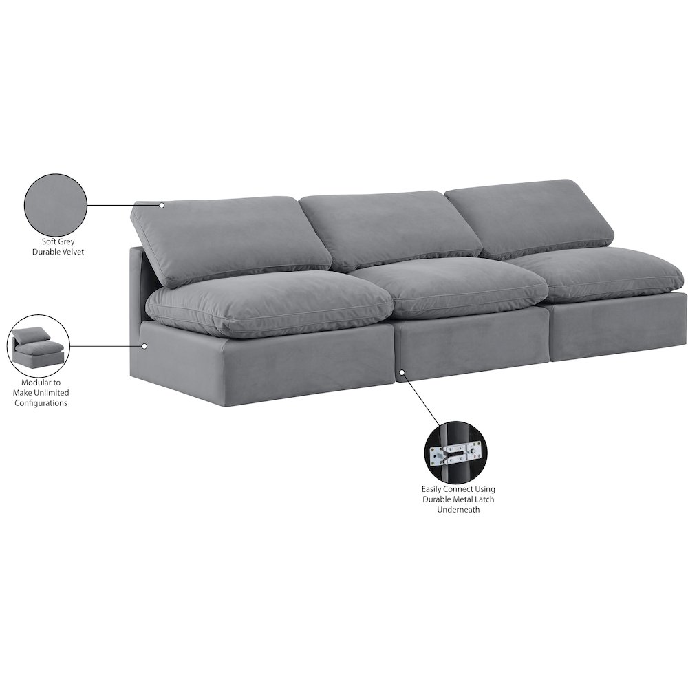 Indulge Grey Velvet Modular Sofa. Picture 8