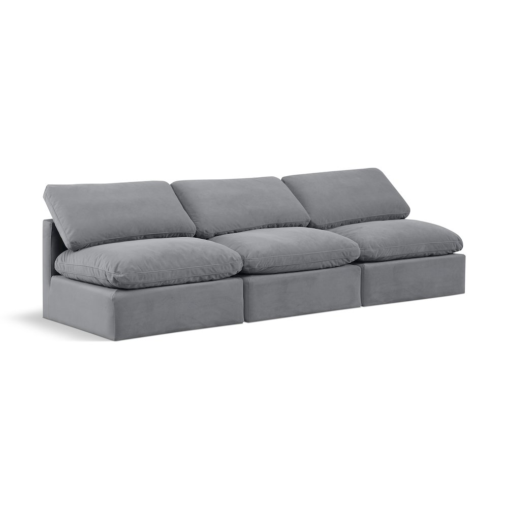 Indulge Grey Velvet Modular Sofa. Picture 1