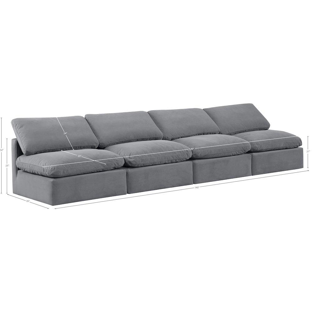 Indulge Grey Velvet Modular Sofa. Picture 7