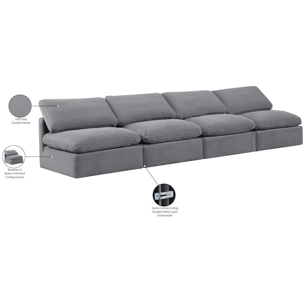 Indulge Grey Velvet Modular Sofa. Picture 8