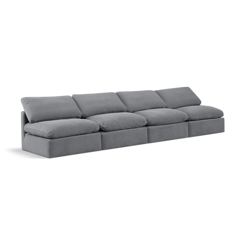 Indulge Grey Velvet Modular Sofa. Picture 1