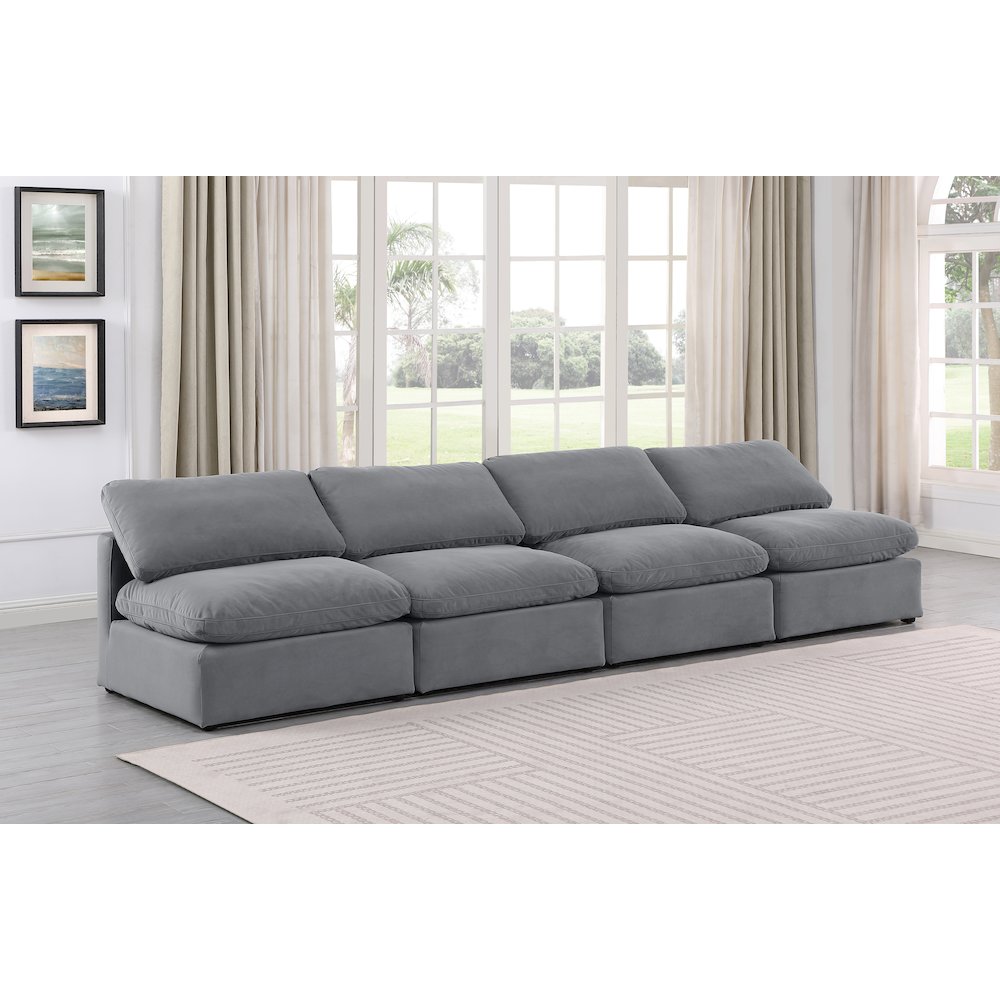 Indulge Grey Velvet Modular Sofa. Picture 2