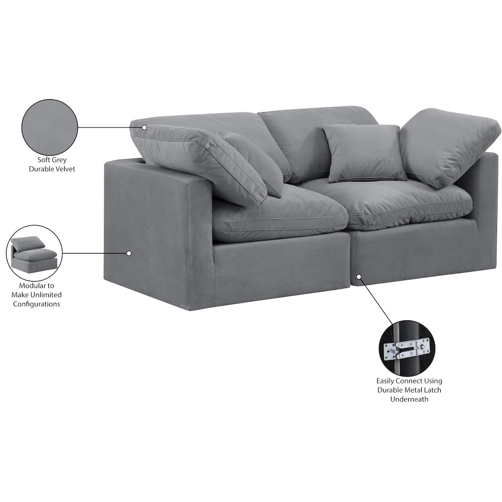 Indulge Grey Velvet Modular Sofa. Picture 9