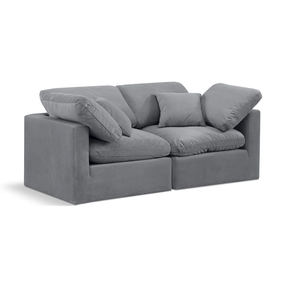 Indulge Grey Velvet Modular Sofa. Picture 1