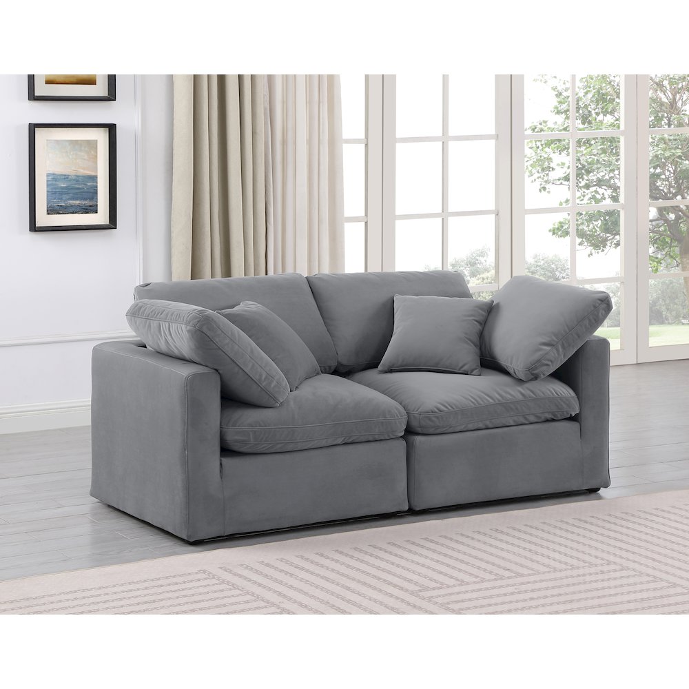 Indulge Grey Velvet Modular Sofa. Picture 2