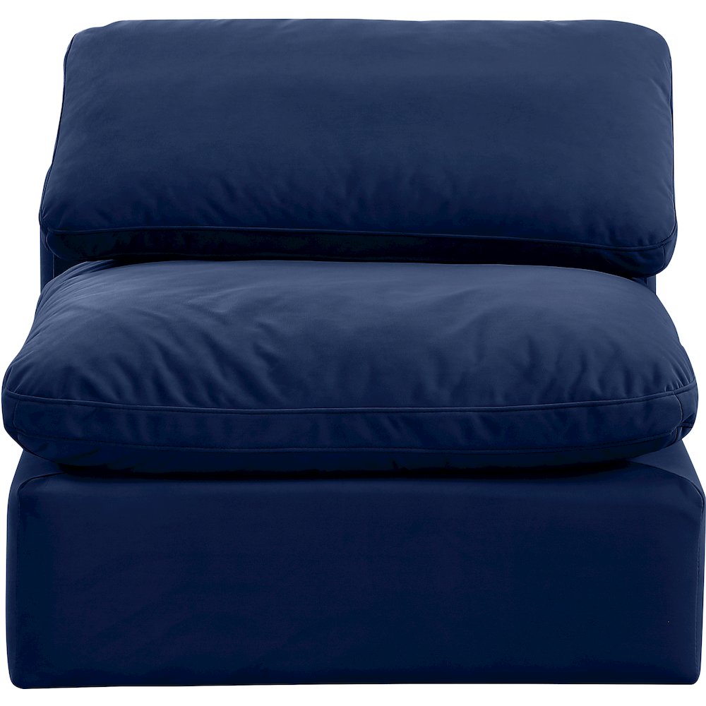 Indulge Navy Velvet Armless Chair. Picture 4