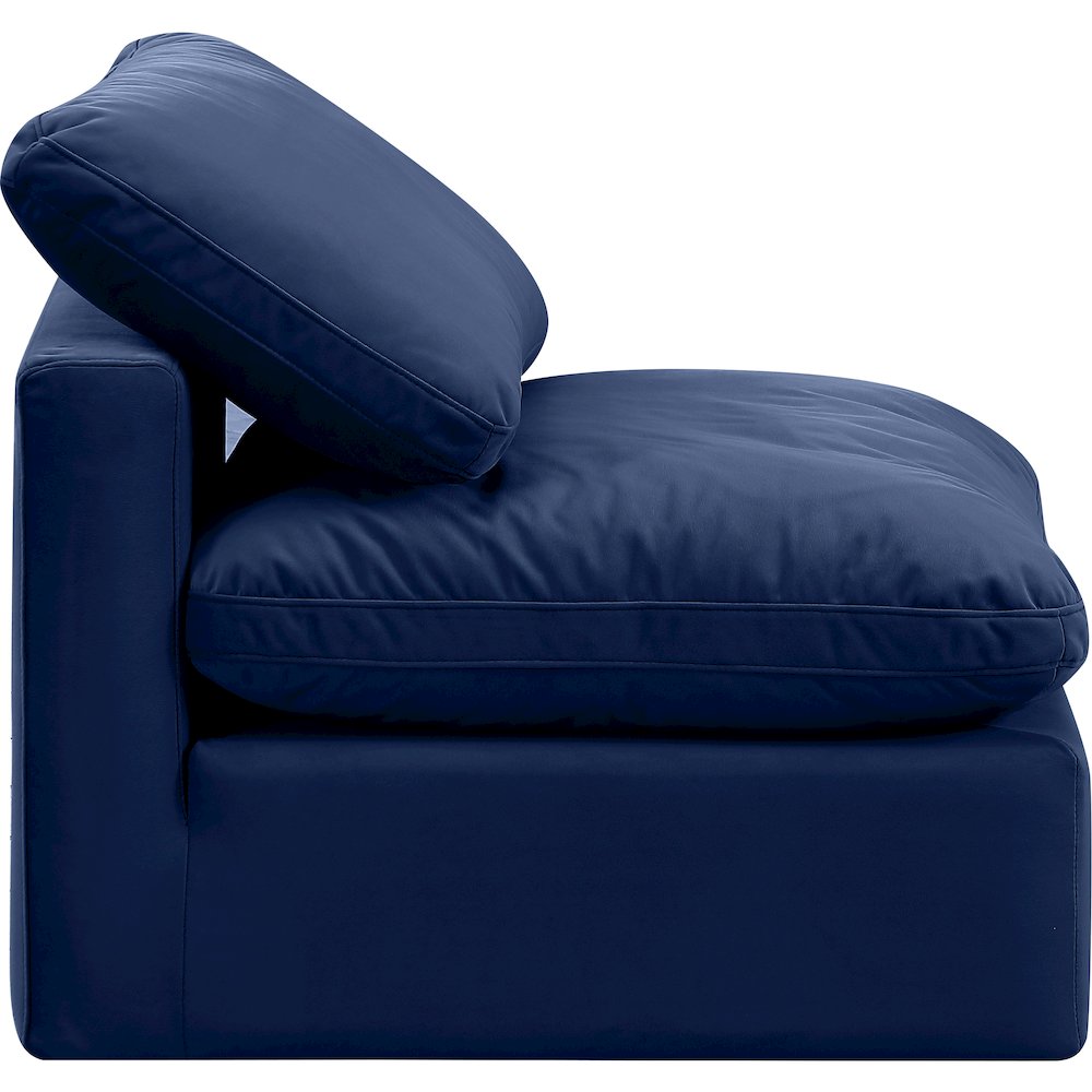 Indulge Navy Velvet Armless Chair. Picture 5