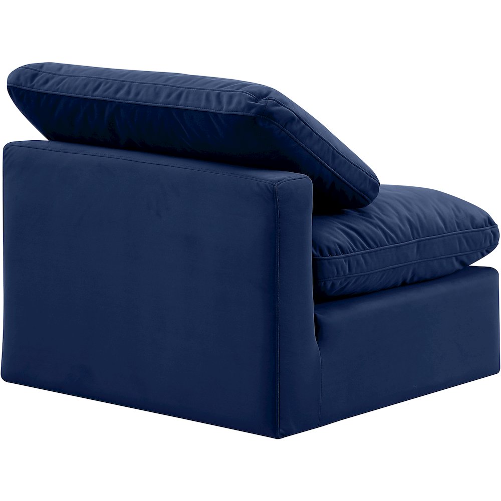 Indulge Navy Velvet Armless Chair. Picture 6