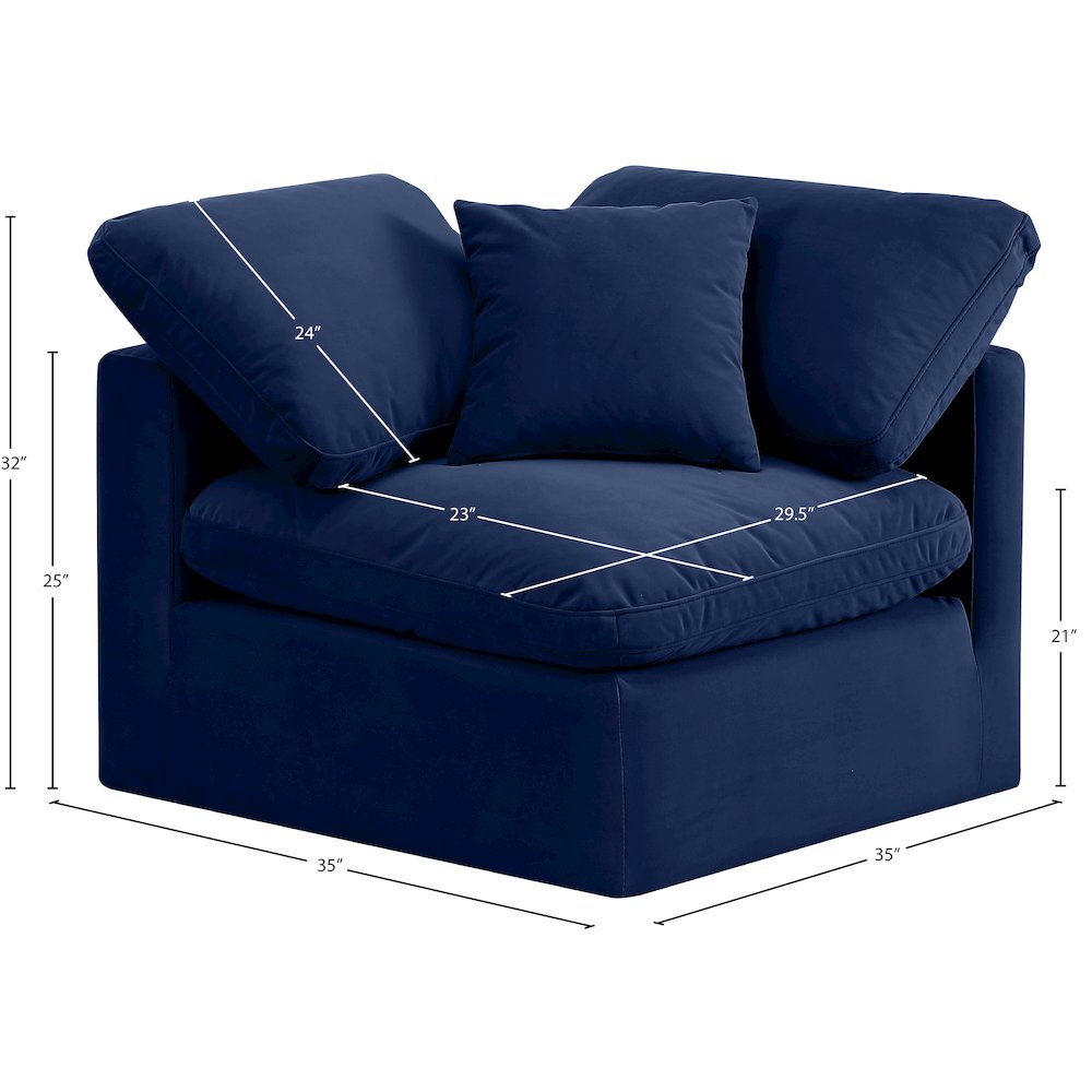 Indulge Navy Velvet Corner Chair. Picture 8