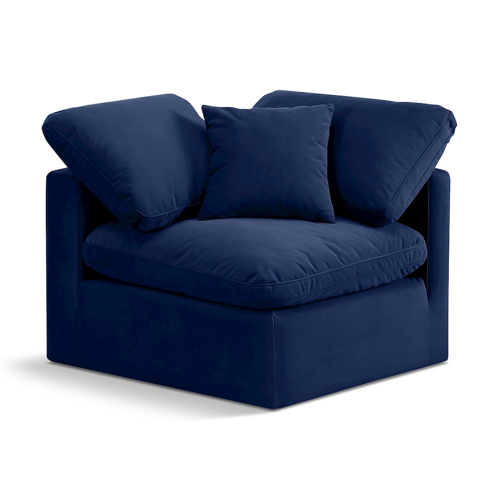 Indulge Navy Velvet Corner Chair. Picture 1