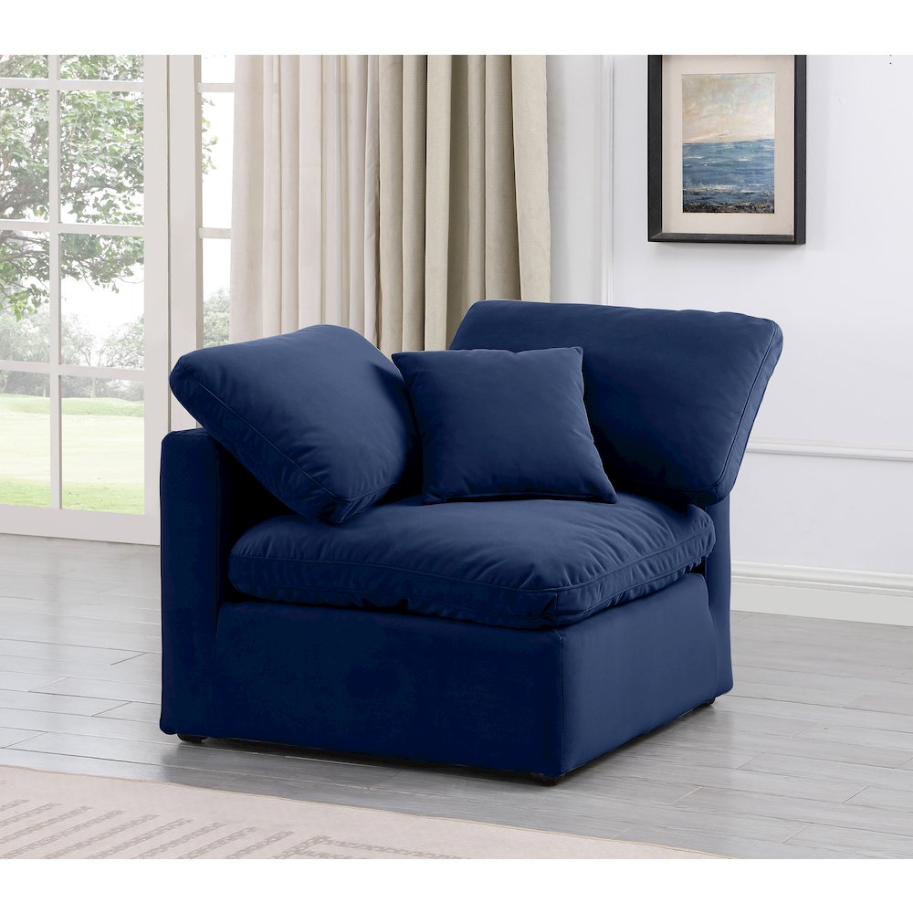 Indulge Navy Velvet Corner Chair. Picture 2