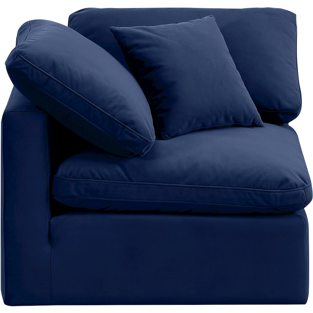 Indulge Navy Velvet Corner Chair. Picture 4