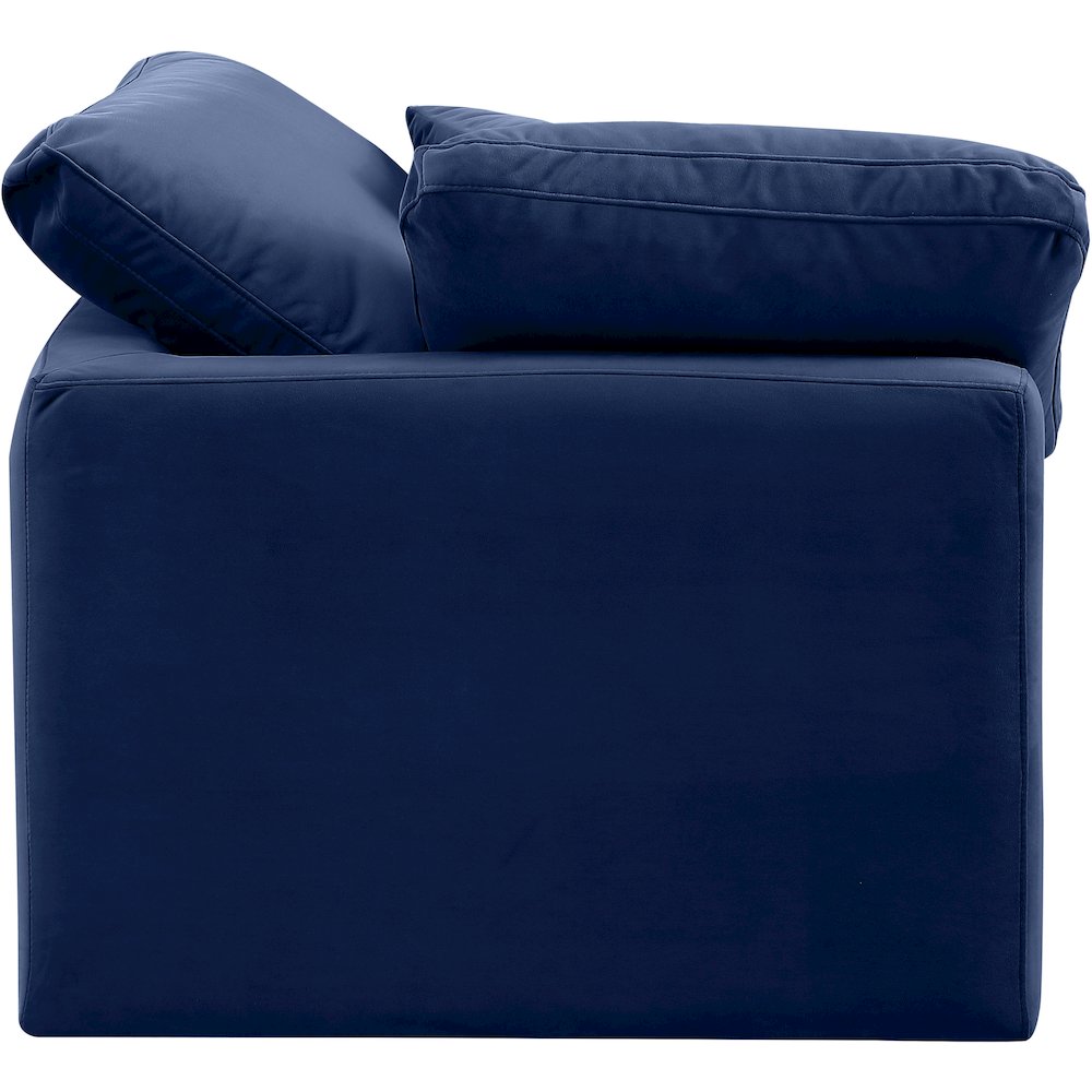 Indulge Navy Velvet Corner Chair. Picture 5
