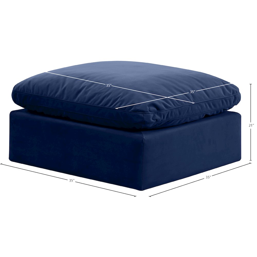 Indulge Navy Velvet Ottoman. Picture 5