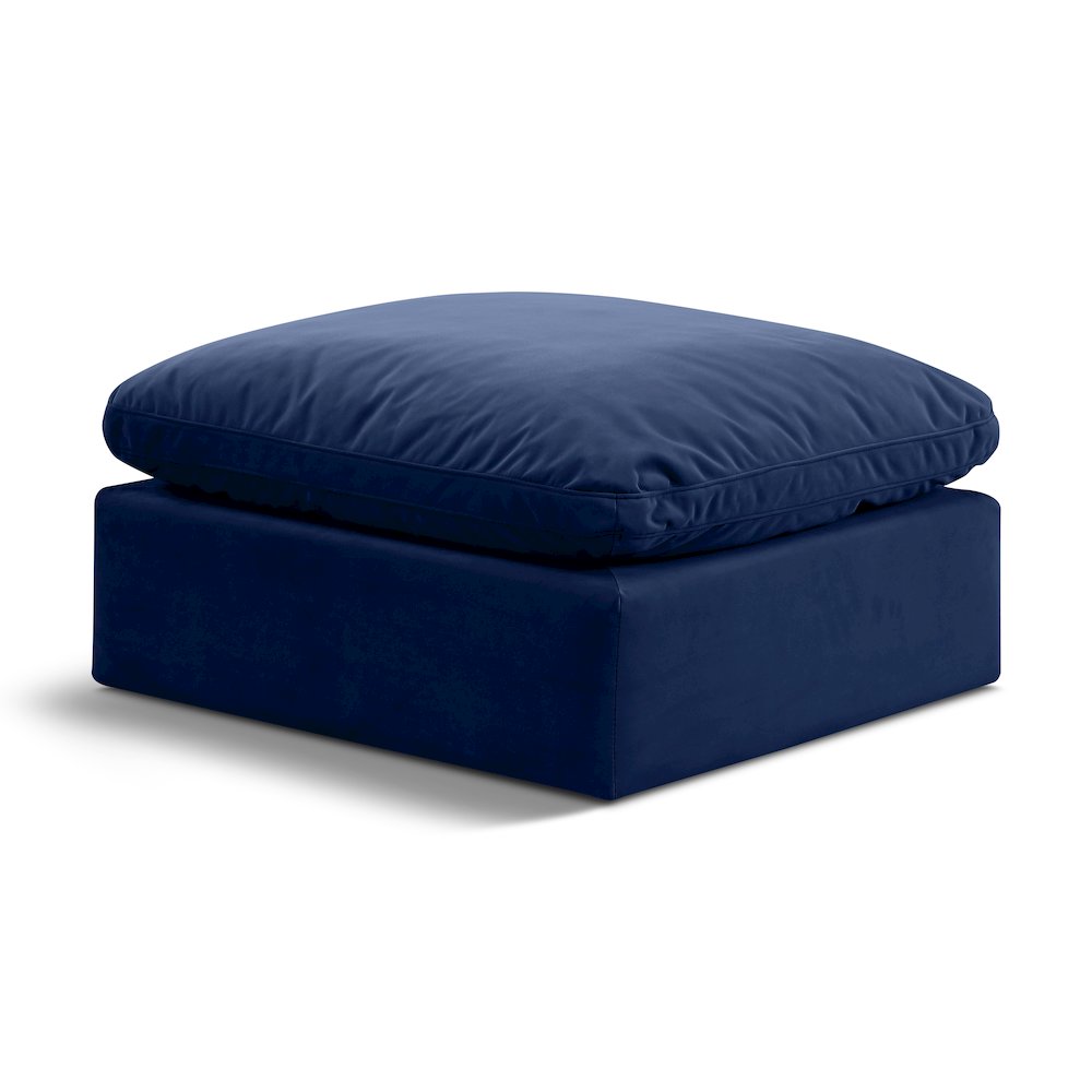 Indulge Navy Velvet Ottoman. Picture 1