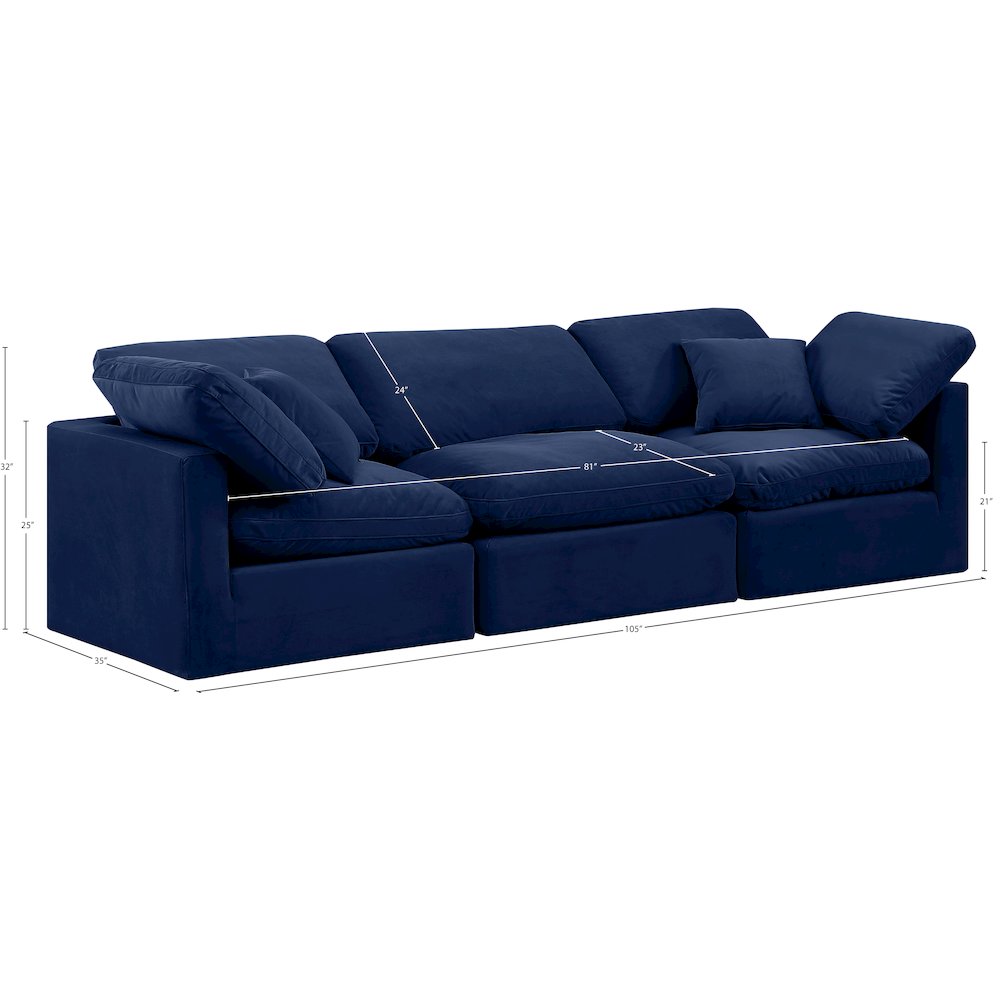 Indulge Navy Velvet Modular Sofa. Picture 8
