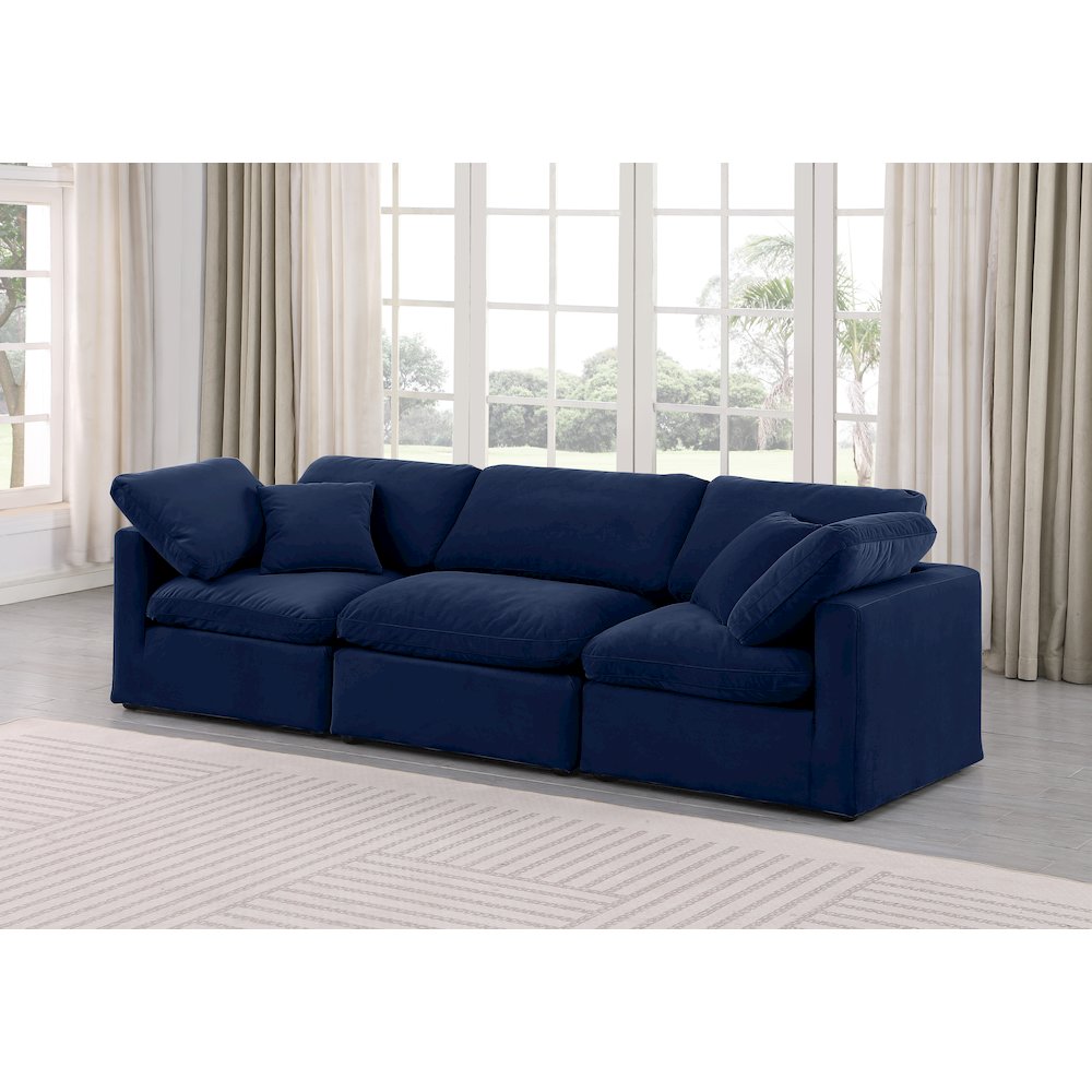 Indulge Navy Velvet Modular Sofa. Picture 2