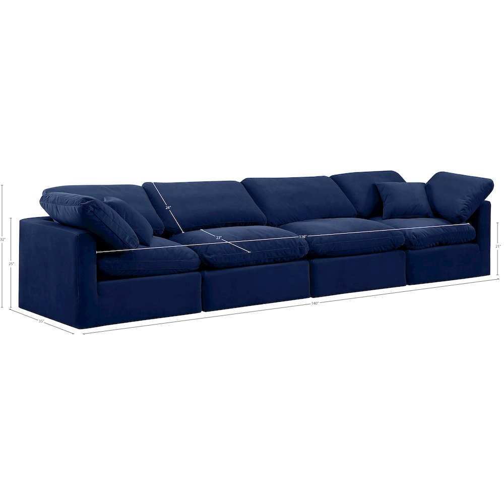 Indulge Navy Velvet Modular Sofa. Picture 8