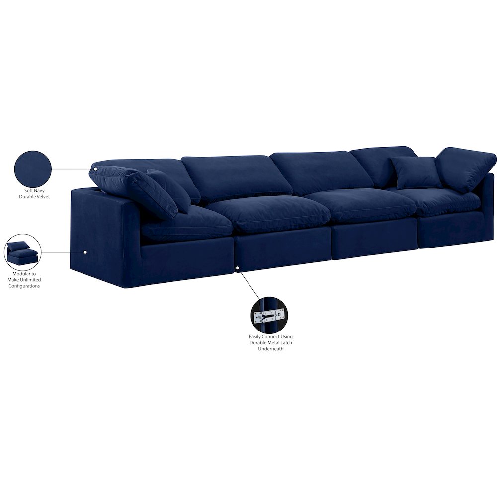 Indulge Navy Velvet Modular Sofa. Picture 9