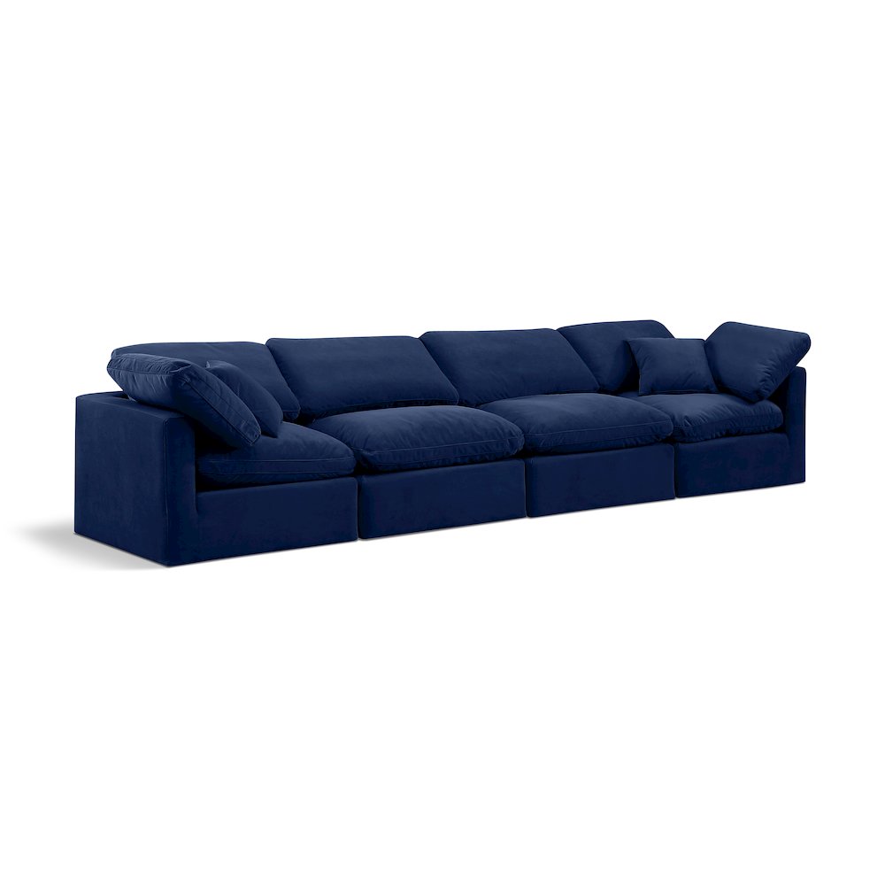 Indulge Navy Velvet Modular Sofa. Picture 1