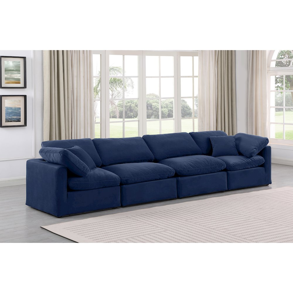 Indulge Navy Velvet Modular Sofa. Picture 2