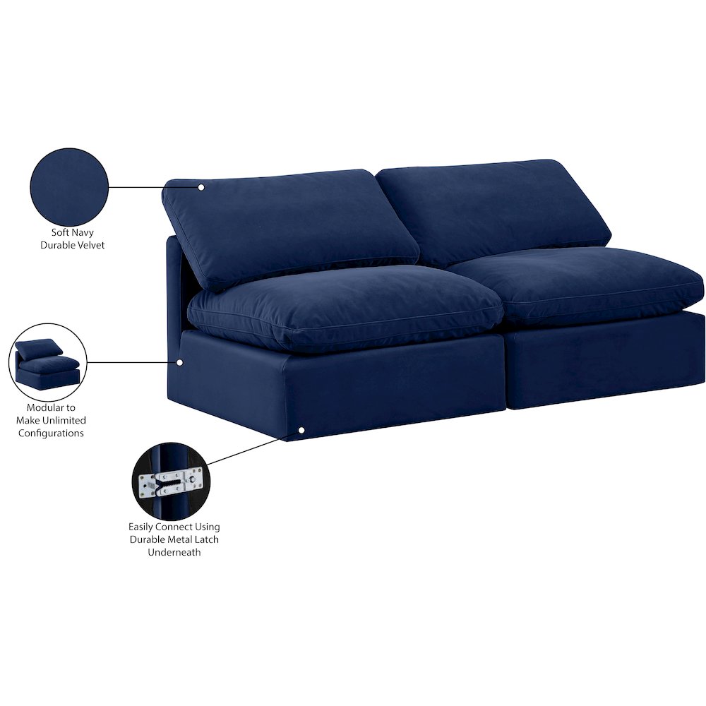 Indulge Navy Velvet Modular Sofa. Picture 8