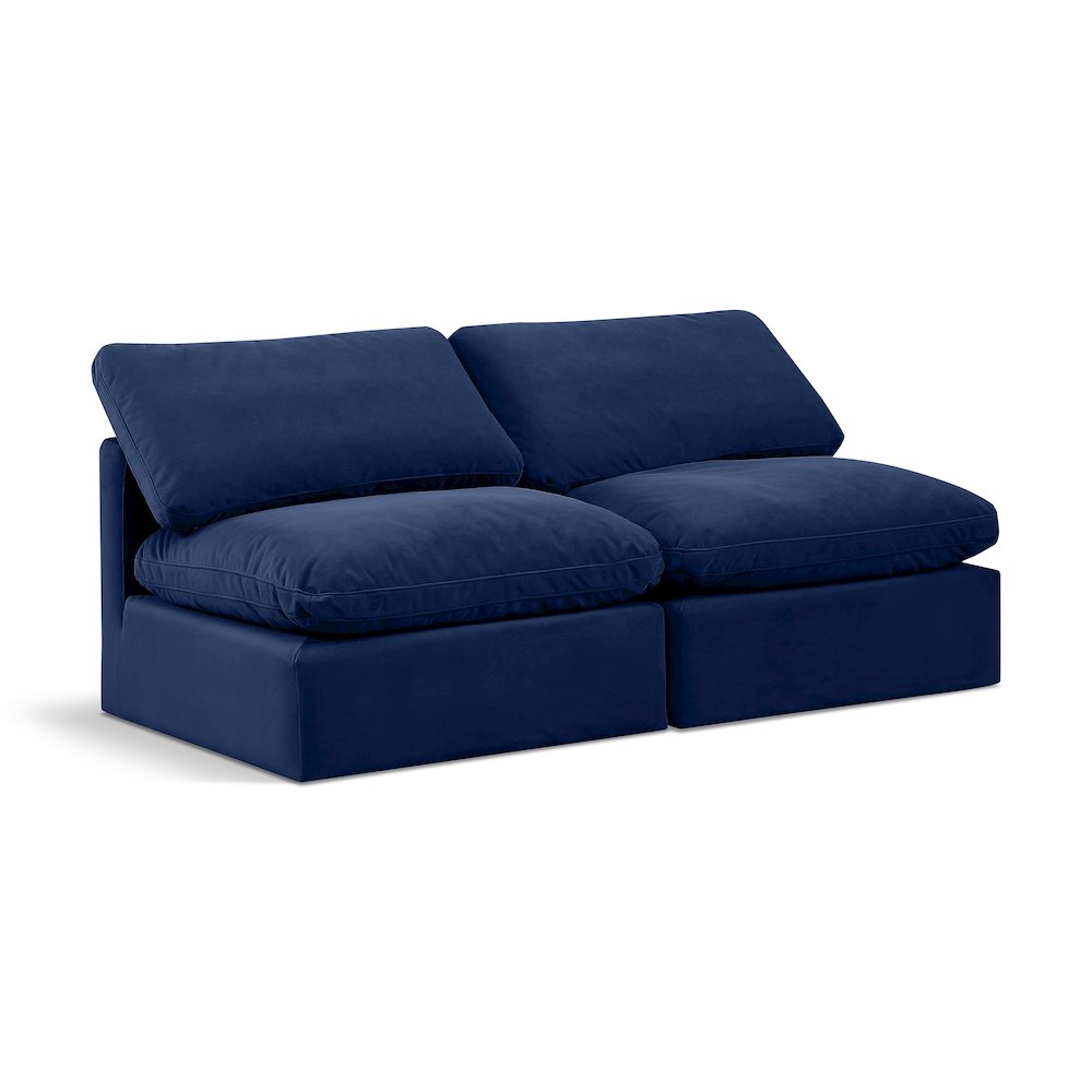 Indulge Navy Velvet Modular Sofa. Picture 1