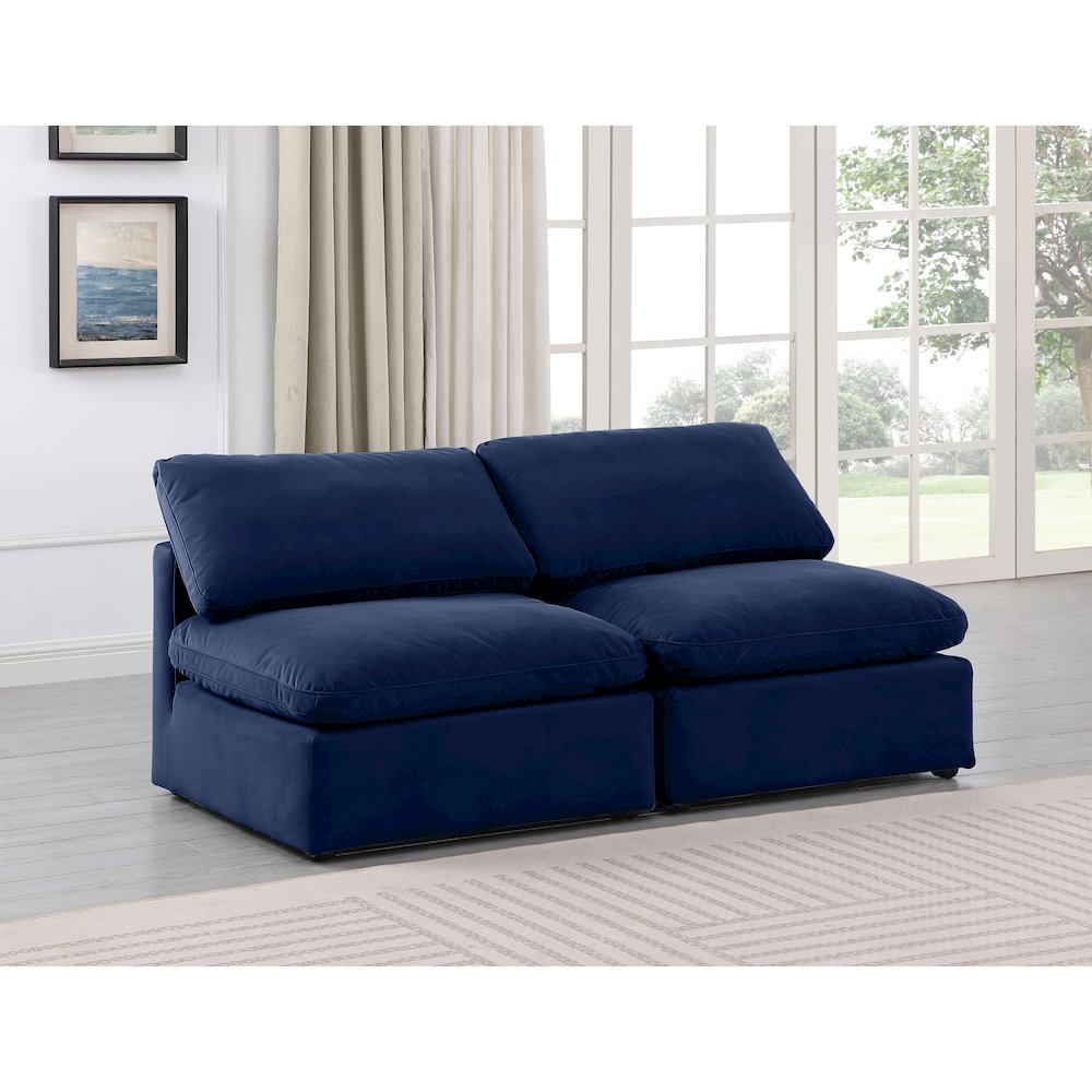 Indulge Navy Velvet Modular Sofa. Picture 2