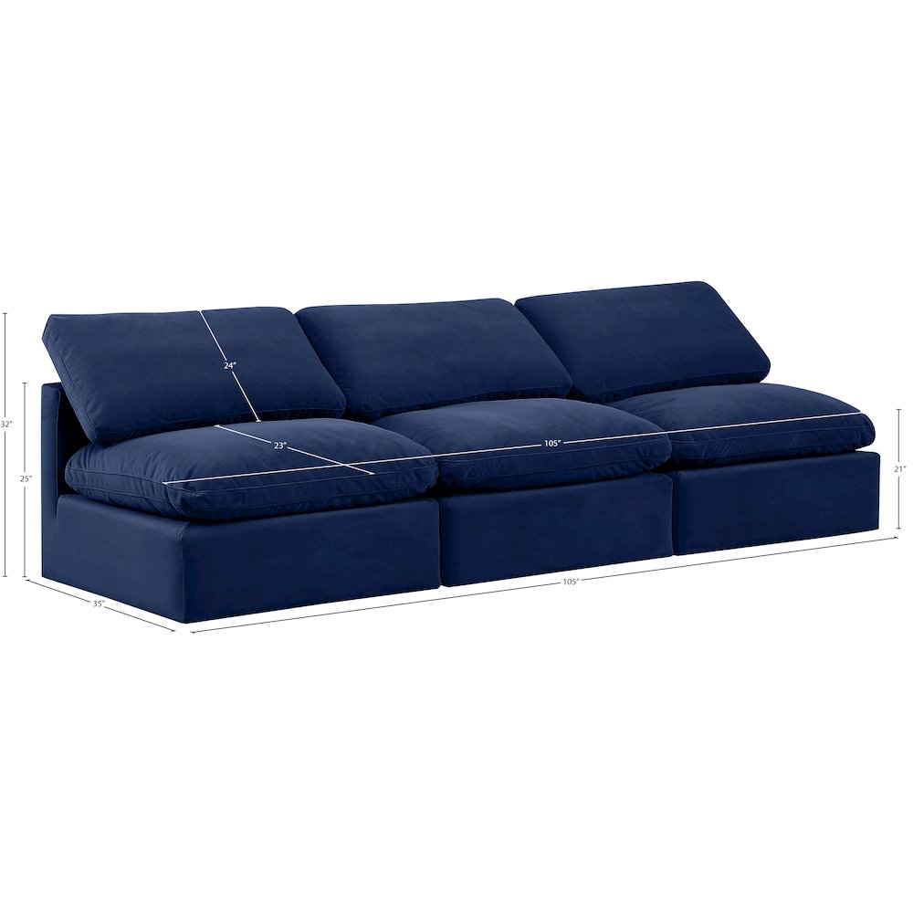 Indulge Navy Velvet Modular Sofa. Picture 7