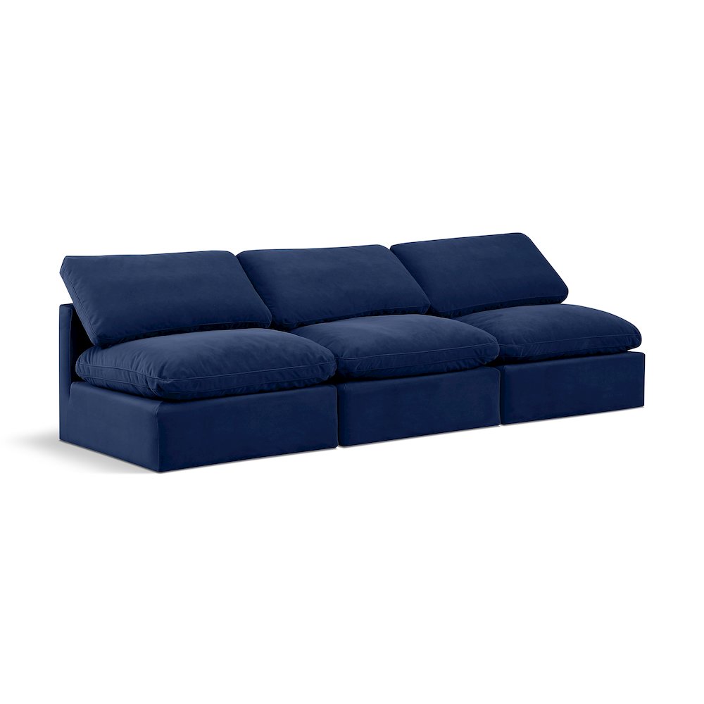 Indulge Navy Velvet Modular Sofa. Picture 1