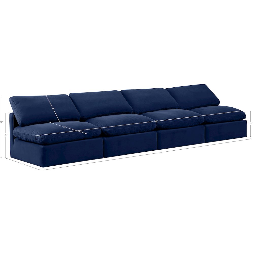 Indulge Navy Velvet Modular Sofa. Picture 7
