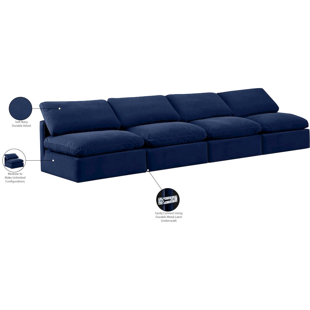 Indulge Navy Velvet Modular Sofa. Picture 8