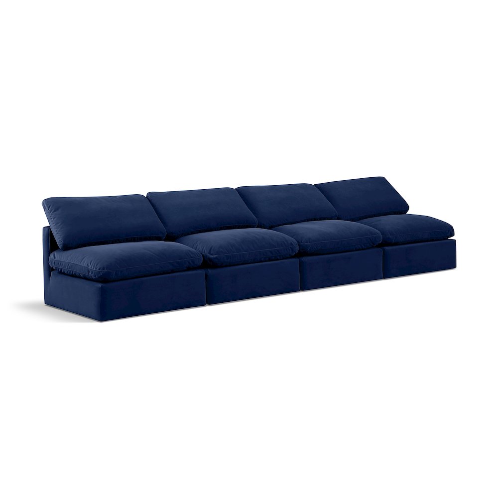 Indulge Navy Velvet Modular Sofa. Picture 1
