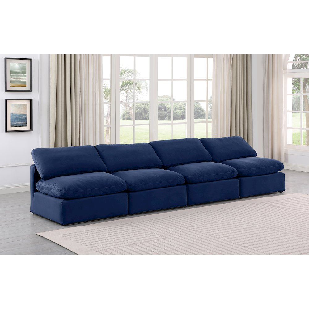 Indulge Navy Velvet Modular Sofa. Picture 2