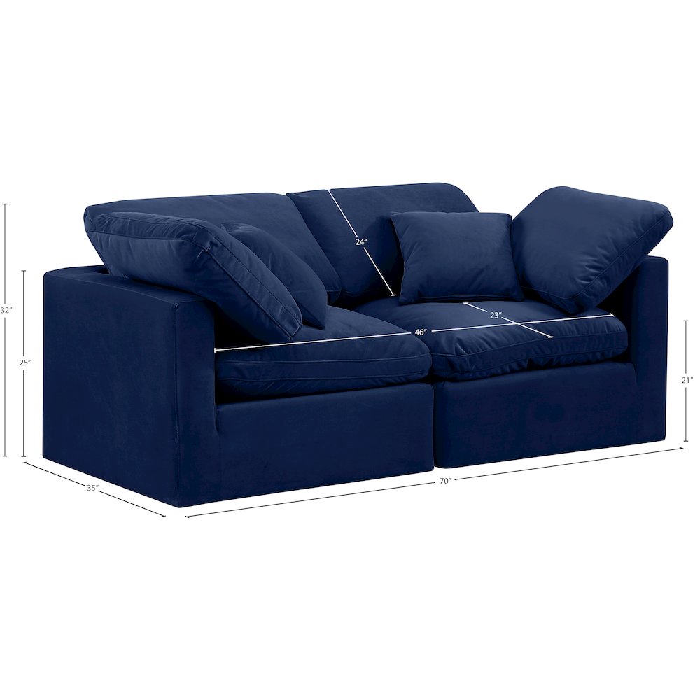 Indulge Navy Velvet Modular Sofa. Picture 8
