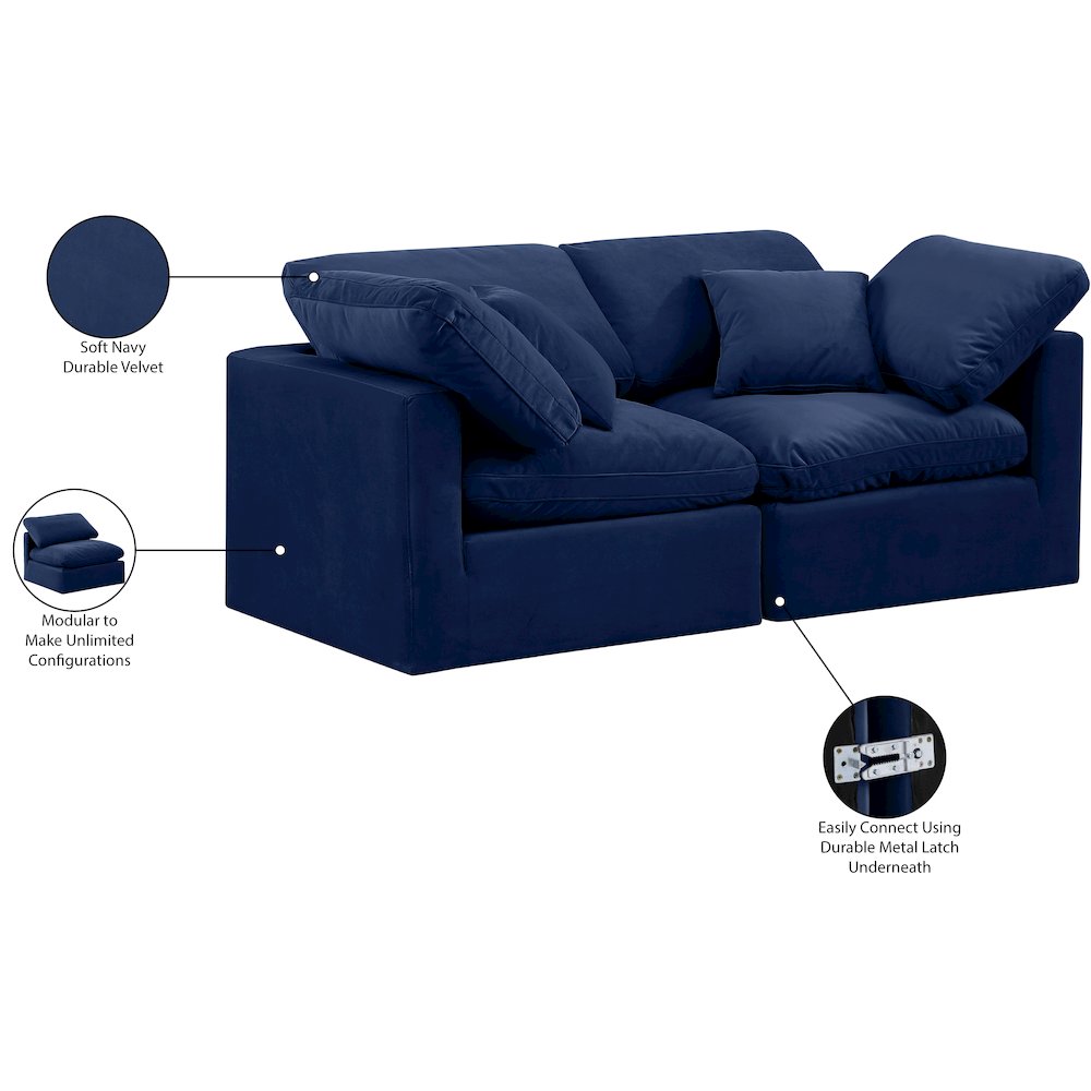Indulge Navy Velvet Modular Sofa. Picture 9